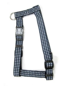 画像1: ぺティオ　ギンガムハーネス25mm　大型犬胴輪　ブルー (1)