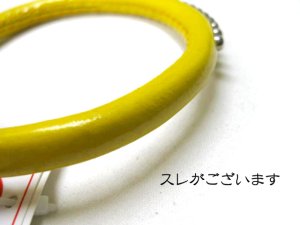 画像2: 【訳あり】クラウンペット　びょうなし手縫い丸首輪　2号　イエロー　首周り26-29cm　牛皮革製【メール便120円対応】 (2)