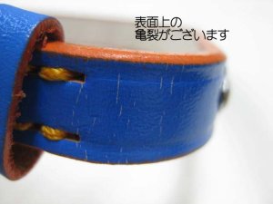 画像2: 【訳あり】クラウンペット 手縫い一枚皮平首輪 ステンレス金具(鋲・びょう)なし 18mm ダークブルー 首周り25〜34cm 牛皮革製【メール便140円対応】 (2)