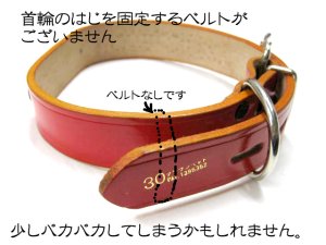 画像4: 【大変訳あり】クラウンペット びょうつき平首輪 幅36mm レッド 首周り45〜55cm 牛皮革製【定形外郵便450円対応】 (4)