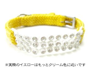 画像1: ハンドラー　三列クリスタルグラス付ドリームカラー首回り約16-20cm　全長26cm イエロー【メール便120円対応】 (1)