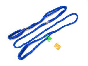 画像1: 【タグに折れあり】ハンドラー　Wリード小型犬用首輪付引紐6mm x 140cm ブルー【メール便改定180円対応】 (1)