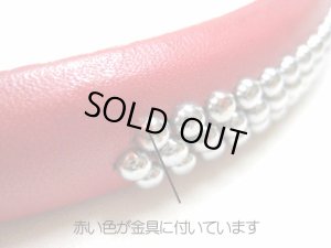画像3: 【訳あり】岡野製作所 無双甲丸首輪鋲付#26 レッド(首回り52cm〜58cm)  【定形外郵便450円対応】 (3)