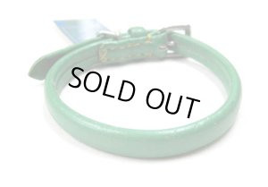 画像1: 【訳あり】岡野製作所　無双カラー細丸　首輪5号　ライトグリーン　首廻り26.5-31.5cmの犬用　牛革首輪【定形外郵便120円対応】 (1)