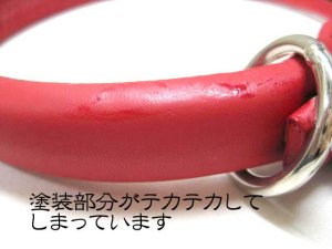 画像8: 【訳あり】岡野製作所 無双甲丸首輪鋲なし#24 レッド(首回り480mm〜540mm)  【メール便188円対応】 (8)