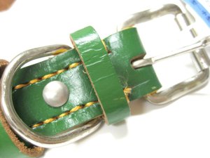 画像7: 【訳あり】ぺティオ　手縫平首輪（中一）　24mm　グリーン　少し大きめ首周り32〜39cm　牛皮革製【定形外郵便390円対応】 (7)
