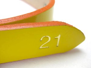 画像3: ぺティオ　高級手縫平首輪　21mm　イエロー　首周り32〜39cm　牛皮革製【メール便140円対応】 (3)