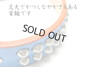 画像4: ぺティオ　高級手縫平首輪　24mm　グリーン　首周り35〜42cm　牛皮革製【定形外郵便390円対応】 (4)