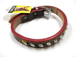 画像4: 【在庫品】瀬川製作所菱鋲付一枚皮平首輪（1001）首回り22-26cmまでの犬用　幅12mm【定形外郵便120円対応】 (4)