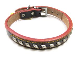 画像5: 【在庫品】瀬川製作所菱鋲付一枚皮平首輪（1002）首回り25-30cmまでの犬用　幅15mm【定形外郵便120円対応】 (5)