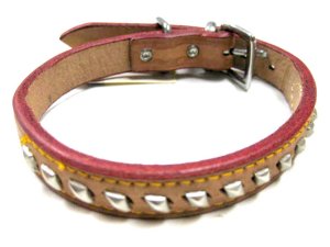 画像6: 【在庫品】瀬川製作所菱鋲付一枚皮平首輪（1002）首回り25-30cmまでの犬用　幅15mm【定形外郵便120円対応】 (6)