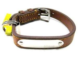 画像1: 【訳あり】瀬川製作所ドイツ鞣(なめし)合わせ首輪　(1038)　21mm　首周り約33-39cm　ブラウン【在庫品・定形外郵便390円対応】 (1)