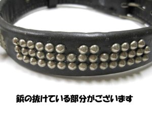 画像6: 【訳あり】メーカー不明平首輪C(菊座トチカン付)幅30mm 日本犬用ブラック どちらかというと菊座小さめ金具小【定形外郵便450円対応】 (6)
