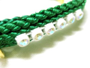 画像2: ターキー　クリスタルグラス付きカラー グリーン　19〜24cm　猫・小型犬用【メール便改定後140円対応】首輪　くびわ (2)