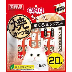 画像1: 国産品　いなば　チャオ　ちゅ〜る　焼かつおまぐろミックス味　12g×20本入り【賞味期限2027.1】 (1)