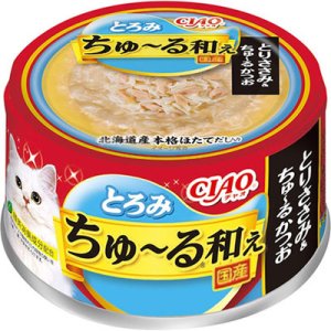 画像1: いなば チャオ　とろみ　ちゅ〜る和え　とりささみ＆ちゅ〜るかつお　80g【国産品】【期限2026.5.16】 (1)