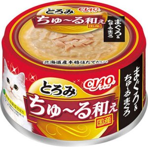 画像1: いなば　チャオ　とろみちゅ〜る和え　まぐろ＆ちゅ〜るまぐろ　北海道産本格ほたてだし入り　80g【国産品】【キャットフード　ウエット　猫缶】 (1)