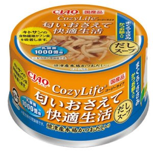 画像1: いなば　コージーライフ缶匂いおさえて快適生活　まぐろ・ささみ　かつお節入り　だしスープ　75g【賞味期限2027.3.24】 (1)