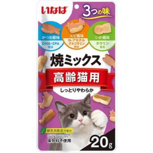 画像1: いなば　焼ミックス　高齢猫用かつお節味・エビ風味・いか風味　20g【賞味期限2026.6】【10個までメール便198円対応】 (1)