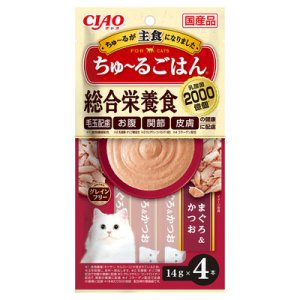 画像1: 【国産品】いなば　チャオ　ちゅ〜るごはん　まぐろ＆かつお　総合栄養食　14g×4本【賞味期限2025.3】 (1)