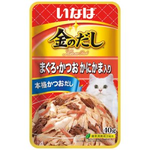 画像1: いなば　金のだしパウチ　まぐろ・かつお　かにかま入り　40g【賞味期限2026.3】 (1)
