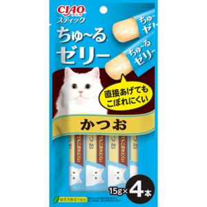 画像1: いなば　チャオスティック　ちゅ〜るゼリー　かつお　15g×4本【賞味期限2027.3】 (1)