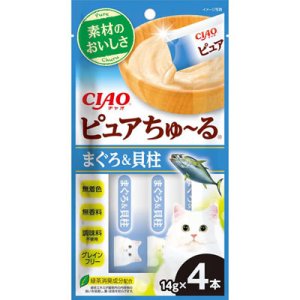 画像1: いなば　チャオ　ピュアちゅ〜る　まぐろ＆ほたて貝柱　14g×4本【賞味期限2026.9】グレインフリー (1)