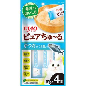 画像1: 【国産品】いなば　チャオ　ピュアちゅ〜る　かつお　かつお節入り　14g×4本【賞味期限2026.10】グレインフリー (1)