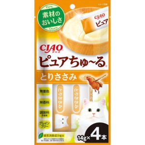 画像1: いなば　チャオ　ピュアちゅ〜る　とりささみ　14g×4本【賞味期限2026.10】グレインフリー (1)