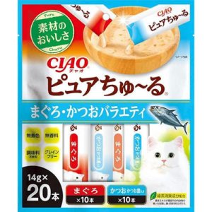 画像1: いなば　チャオ　ピュアちゅ〜る　まぐろ・かつおバラエティ　14g×20本【賞味期限2026.10】グレインフリー (1)