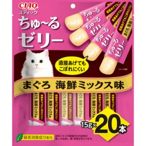 画像1: いなば　チャオスティック　ちゅ〜るゼリー　まぐろ海鮮ミックス味　15ｇ×20本【賞味期限2027.1】【6個までレターパックプラス便600円対応】 (1)