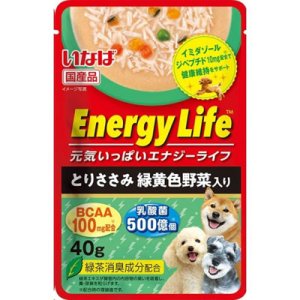 画像1: いなば　エナジーライフパウチ　とりささみ緑黄色野菜入り　40g 【国産品】【賞味期限2024.11.26】【8個までメール便198円対応】 (1)