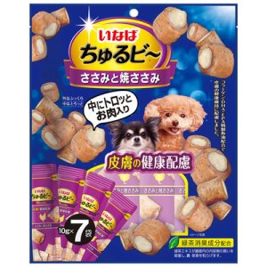 画像1: いなば　ちゅるビ〜　ささみと焼ささみ　皮膚の健康配慮　10g×7袋【賞味期限2026.7】【6個までレターパックプラス便600円対応】 (1)