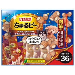 画像1: いなば　ちゅるビ〜　ささみと焼ささみ＆軟骨入り　関節の健康配慮　10g×36袋【賞味期限2026.2】【1個までレターパックプラス便600円対応】 (1)