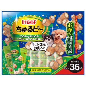 画像1: いなば　犬用ちゅるビ〜　ささみと焼ささみ＆野菜入り　お腹の健康配慮バラエティ　10g×36袋【賞味期限2025.10】【1個までレターパックプラス便600円対応】 (1)