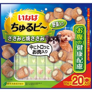 画像1: いなば　ちゅるビ〜　ささみと焼ささみ野菜入り　お腹の健康配慮　10g×20袋【賞味期限2023.6】【1個までレターパックライト便370円対応】 (1)