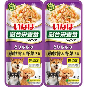 画像1: 期限近め・いなば　ツインズ　とりささみ　鶏軟骨＆野菜入り　80g(40g×2)【賞味期限2026.3】【30個までレターパックプラス便520円対応】 (1)