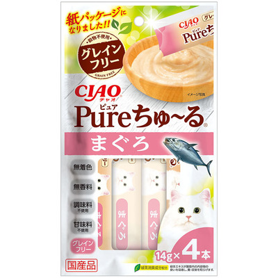 のこりわずか【国産品】いなば　チャオ　ピュアちゅ〜る　まぐろ　14g×4本【賞味期限2025.2】グレインフリー